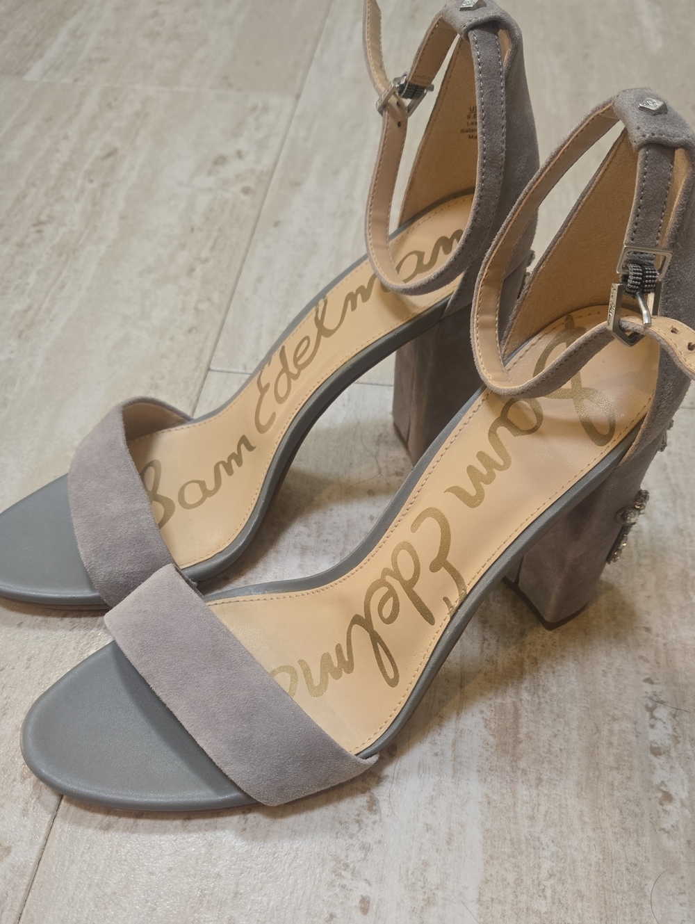 Sam Edelman Gray Suede Strappy Heels